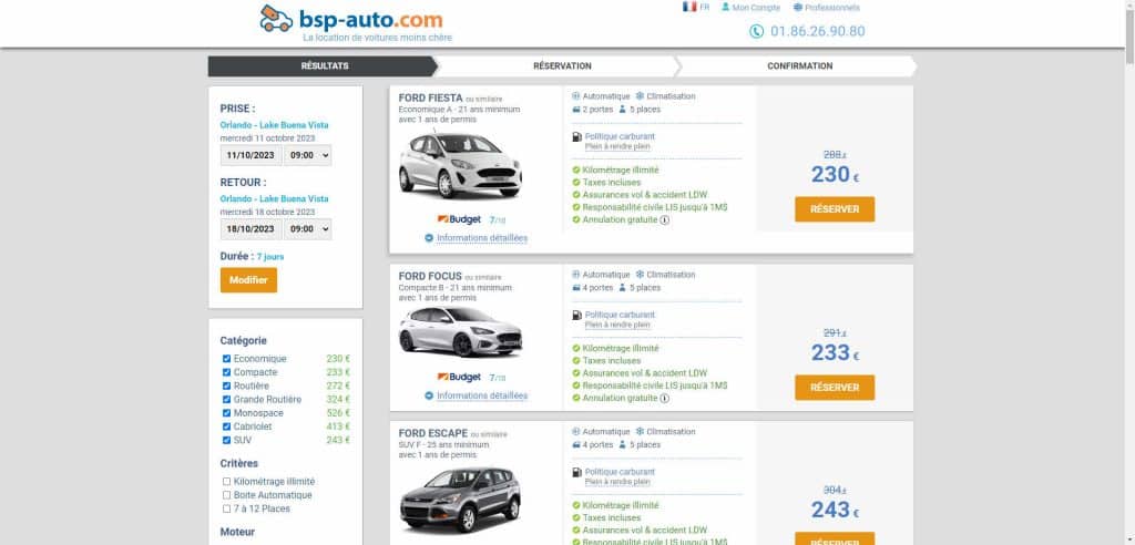 Liste der Autos in den USA bei BSP Auto