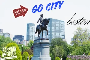 image de la statut dans le parc a Boston avec une representation du go city pass